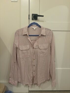 Blu Pepper Red and White Striped Button-Down Shirt